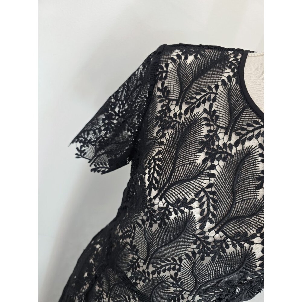 Diane Von Furstenberg Lace Embroidery Overlay Sheer Sheath Dress 8 M Black - Picture 8 of 11